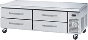A white dresser with drawers, featuring a sleek stainless steel finish for a modern touch.
