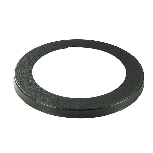A flat, circular, black Ring Bezel from the Dispense-Rite BFL-2 series, made of textured material with a wide outer edge and a large open center. It features a small notch on one side and rests on a white background.