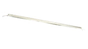 A long, narrow metallic fixture with a simple, rectangular design. Featuring wiring on both ends, it is likely a Krowne fluorescent or LED light fixture housing—ideal for an LED light upgrade—shown against a white background.