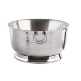 A large, round, double wall stainless steel beverage tub with a hammered, reflective surface, two metal ring handles on the sides, and a wide, sturdy base is shown on a plain white background.
