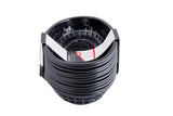 A stack of black, oval-shaped classic baskets with lattice-style sides, secured together with a white and red product label on top. These dishwasher safe baskets are nested inside each other and shown against a plain white background.