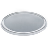 A round, silver aluminum tray with a smooth, flat surface and slightly raised edges. Chef Approved, its reflective metallic finish gives it a clean, minimalistic look—perfect as a dough proofing pan lid on any plain white background.