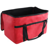 A large red Chef Approved insulated carrier with black handles and trim, open at the top to show a spacious black interior. The bag ensures excellent temperature retention, making it perfect for transporting food or groceries.