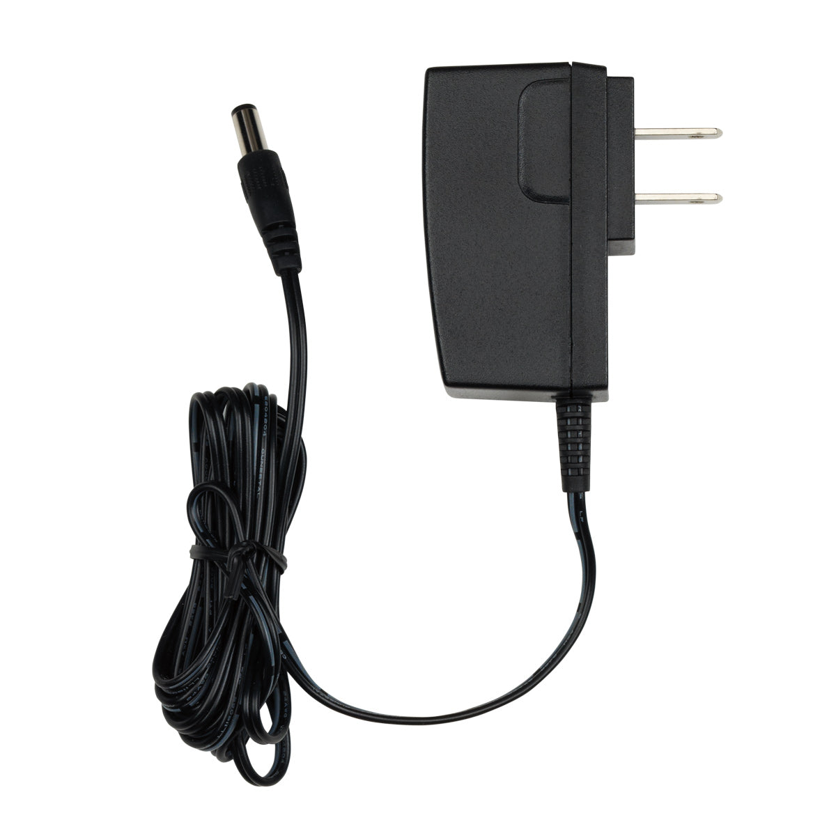 A Replacement Power Adaptor for Waring devices, model WWO120. This black adapter features a two-prong plug, a long coiled cable with a barrel connector, and a smooth rectangular shape—perfect as a reliable replacement.