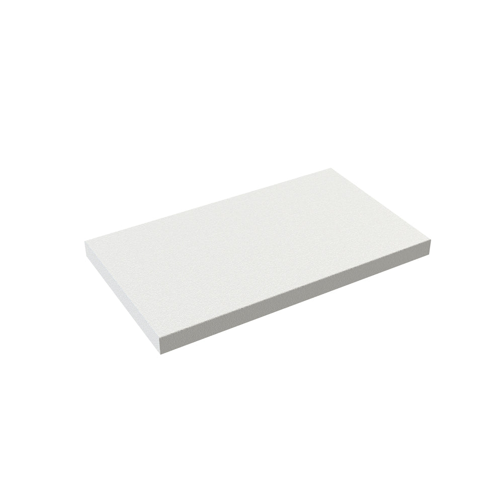 A rectangular, flat white 12" cutting board (CB-127) by Krowne is shown against a plain white background, viewed at a slight angle to reveal its thin depth and clean, smooth edges.