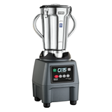A commercial blender featuring a 4-liter stainless steel container, two sturdy side handles, and a secure lid. The dark gray base includes a control panel with green, red, and black buttons, plus a display labeled CB15 THE ELECTRONIC on the front.