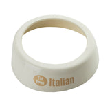 A white, circular Dispenser ID Collar by TableCraft Products labeled “Fat Free Italian” in beige text. Designed to fit around a bottle neck, it features a wide rim and large central hole. The background is plain white.