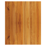 A wooden surface with vertical, edge-grain planks in varying shades of warm brown. The wood grain, natural patterns, and knots evoke the texture and realistic look of a classic butcher cutting board.