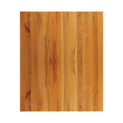 A rectangular edge-grain wooden surface with a natural, warm brown color and visible wood grain patterns running vertically. Subtle knots and streaks enhance its butcher cutting board look against the plain white background.