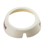 A white, round plastic Dispenser ID Collar with a wide base and central opening, featuring a small notch and “Polyseed” printed in red. The item is photographed on a white background, ideal for TableCraft or poppyseed dispensers.