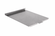 A flat, rectangular sheet of brushed metal with raised edges on three sides and a small rectangular notch on one edge, photographed on a white background. This stainless steel tank cover features a smooth, matte finish.