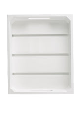 A white wooden Gastronorm Crate, half size, viewed from above. It features rectangular sides and three horizontal slats across the bottom. The empty crate is set against a plain white background.