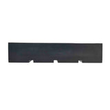 A rectangular, flat, black 1/3 GN pan with three evenly spaced small notches along its bottom edge. The smooth surface and plain white background emphasize the shape and features of the object.