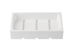 A rectangular, white, open-topped TableCraft box with three inner dividers and four small notches along the bottom edge, set against a plain white background. The interior appears to be sectioned into three compartments.