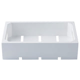 A rectangular wood crate by TableCraft Products, featuring a slatted bottom, open sides, thick edges, and cut-out handles at each short end. This Gastronorm crate is empty and placed against a plain white background.