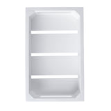 Rectangular white recessed wall shelf with three evenly spaced horizontal shelves and clean, sharp edges—ideal for displaying items like a Gastronorm Crate or TableCraft Products. The unit appears empty, photographed against a white background from a top-down view.