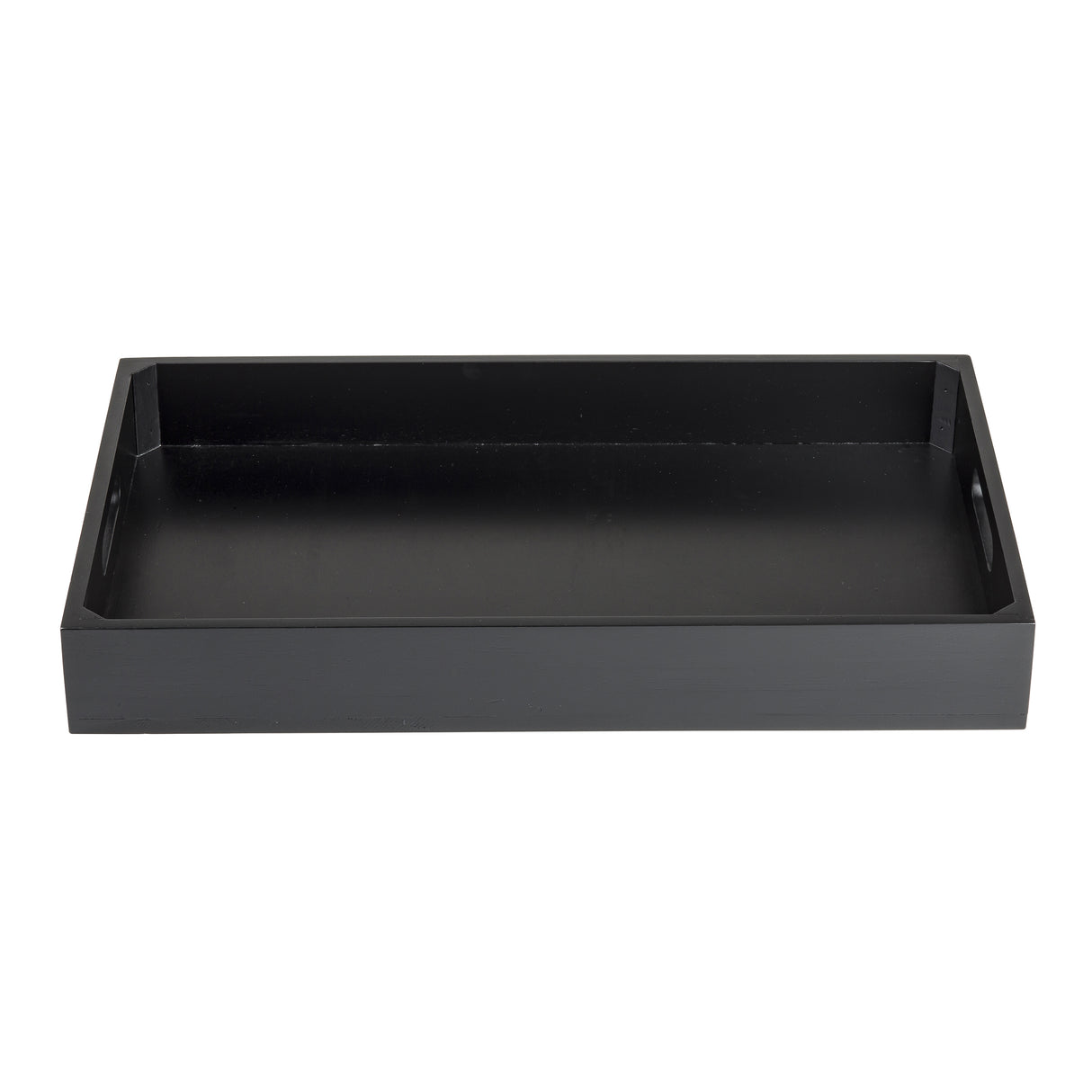 A rectangular, black wooden Gastro Serving Crate tray with raised edges and two open handles on opposite sides. The tray is empty and set against a plain white background.