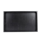 A rectangular, flat, black wooden Display Crate with raised edges and a smooth surface, viewed from above against a white background. The tray boasts slightly beveled inner corners and a visible wood grain texture.