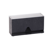 A black rectangular card holder with a textured front and clear top cover resembles a sleek countertop straw dispenser. Its bottom center opening makes accessing cards as convenient as grabbing jumbo length straws from a wrapped straw dispenser.