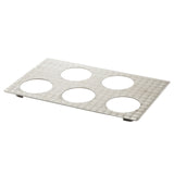 A white tray with circles on it, perfect as a Hot Food Template and conveniently dishwasher safe.
