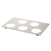 A white tray with circles on it, perfect as a Hot Food Template and conveniently dishwasher safe.
