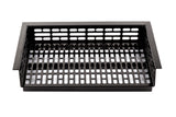 A black rectangular grill basket with Duracoat coated cast aluminum and slotted openings on the base and sides, designed for grilling vegetables or small foods. The basket has raised edges and two side lips for easy handling. The background is plain white.