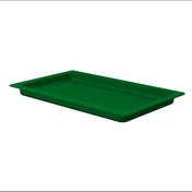 A green, rectangular plastic tray with slightly raised edges and a textured base is shown against a plain white background. The tray is simple, shallow, dishwasher safe, and viewed at an angle that shows both the interior and one side.