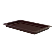A rectangular, dark-colored Aurora Collection Grill Pan with shallow edges and a ridged surface is shown on a plain white background. Made of cast aluminum, this dishwasher safe grill pan is ideal for grilling or broiling your favorite foods.