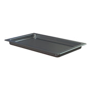 A metal baking tray from the Aurora Collection Grill Pan series with slightly raised sides and a flat, ridged base. This rectangular aluminum grill pan is silver-gray and viewed from an angle, showing its depth and wide rim around the edges.
