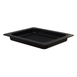 A black rectangular plastic tray with raised edges and interior ridges, photographed on a white background. Inspired by the functional design of an Aurora Collection Grill Pan, it features a wide lip and deep interior, ideal for versatile NSF-approved use.