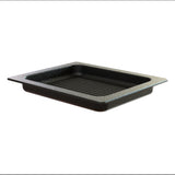 A rectangular, black, speckled Aurora Collection Grill Pan with a flat, wide rim and a ridged bottom. The empty cast aluminum grill pan is shown on a white background, slightly angled to reveal the depth and texture of the ridges.
