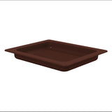 A brown rectangular plastic tray with a flat, ridged bottom and wide, slightly raised edges, shown on a white background. This dishwasher safe tray appears shallow and is ideal for organizing or holding items.