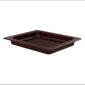 A rectangular, dark brown Aurora Collection Grill Pan with Duracoat coated cast aluminum and slightly sloped sides features a ridge-lined bottom. Wide, flat edges offer easy handling. Shown against a plain white background.