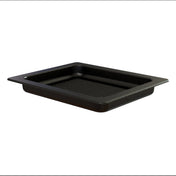 A rectangular, black Aurora Collection Grill Pan with slightly sloped sides and a raised grid pattern on the bottom, this cast aluminum grill pan is shown on a plain white background.