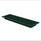 A dark green, rectangular plastic tray with rounded corners and a shallow depth, resembling the base of an Aurora Collection Grill Pan. It features a raised lip and lengthwise ridges for drainage or grip. The background is plain white.