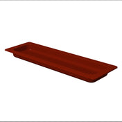 A rectangular, deep red plastic tray with slightly raised edges and a grid of small slots on the base for drainage. This dishwasher safe tray has a smooth finish and is shown against a plain white background.