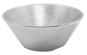 A metallic, conical-shaped industrial crucible with rough, matte texture. The thick-walled, wide-opening bowl appears silver-gray and could be a temperature resistant bowl made of steel or similar metal. The background is plain white.