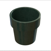 A sleek black flower pot crafted from durable cast aluminum, blending modern style with long-lasting strength.