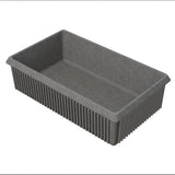 A grey plastic server bowl sits against a white background.