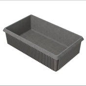 A grey plastic server bowl sits against a white background.