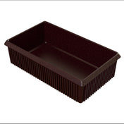 A rectangular, dark brown, empty Server Bowl tray with ribbed sides and slightly flared edges. The interior is smooth, and the tray is photographed on a white background, angled to show depth and dimension.