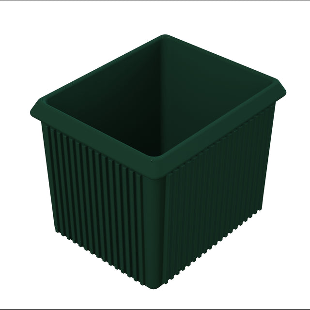 A dark green, rectangular Server Bowl bin with vertical ridges on the sides and a slightly flared top rim. Designed for durability, it appears empty and is shown against a plain white background. Ideal for cold holding applications.