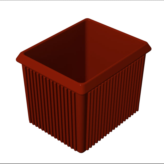 A red square server bowl with a square top, ideal for cold holding.