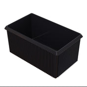 A black rectangular Server Bowl with vertical ridges along its sides, open at the top. The smooth interior is ideal for cold holding, and the container sits on a plain white background.