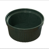 A black plastic Souffle Bowl sits against a white background, ideal for cold holding your favorite dishes.