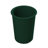 A dark green, cylindrical salad dressing crock with a smooth surface and slightly flared rim, shown on a white background. The cup is empty and viewed from a slightly elevated angle, revealing its interior. Ideal for cold holding applications.