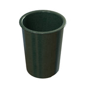 A dark green, cylindrical plastic cup with smooth sides and a slightly flared rim, sitting upright on a white background. Dishwasher safe, the cup has a glossy finish and no visible markings or designs.