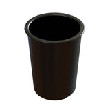 A black, cylindrical Salad Dressing Crock with a wide mouth and slightly rounded rim. The cup has a smooth, shiny surface and is empty, shown against a plain white background.