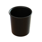A black, cylindrical cast aluminum container with a slightly flared rim, shown against a white background. This Salad Dressing Crock has a smooth, matte finish with subtle speckled texture and is dishwasher safe.