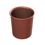 A brown, cylindrical metallic cup with a copper finish and an open top is shown against a white background. The Duracoat coated cast aluminum cup has smooth sides, a slight inner lip at the rim, and an unadorned brown interior—ideal as a salad dressing crock.